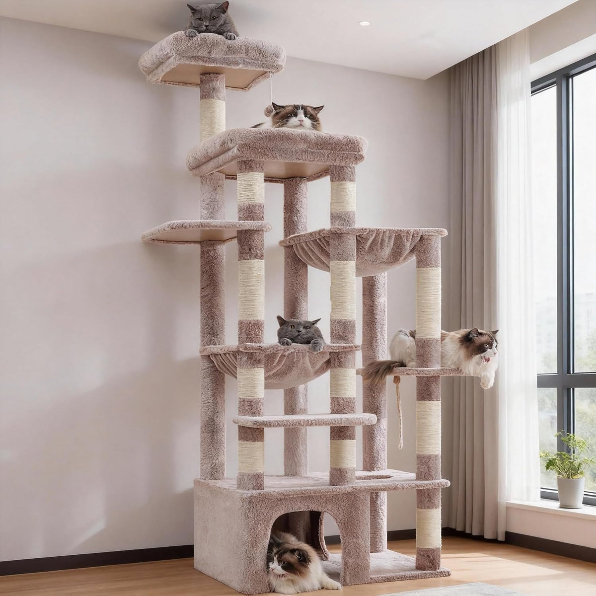Heybly Cat Tree, 71-Inch Tall Cat Tower for Large Maine Coon Cats HCT037MU