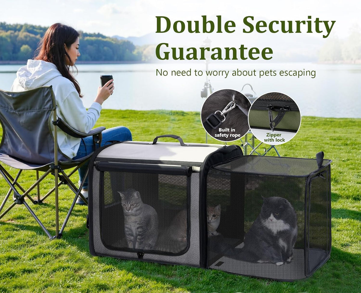 Dog Car Carrier Light Weight,Expandable,Foldable Dog Carrier, Gray