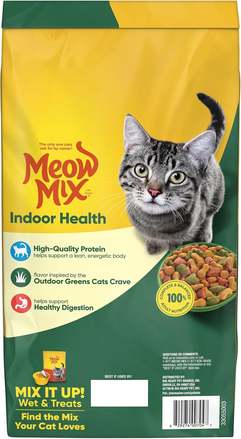 Meow Mix Indoor Health Dry Cat Food Bag, 6.3 Pound (Pack of 4)