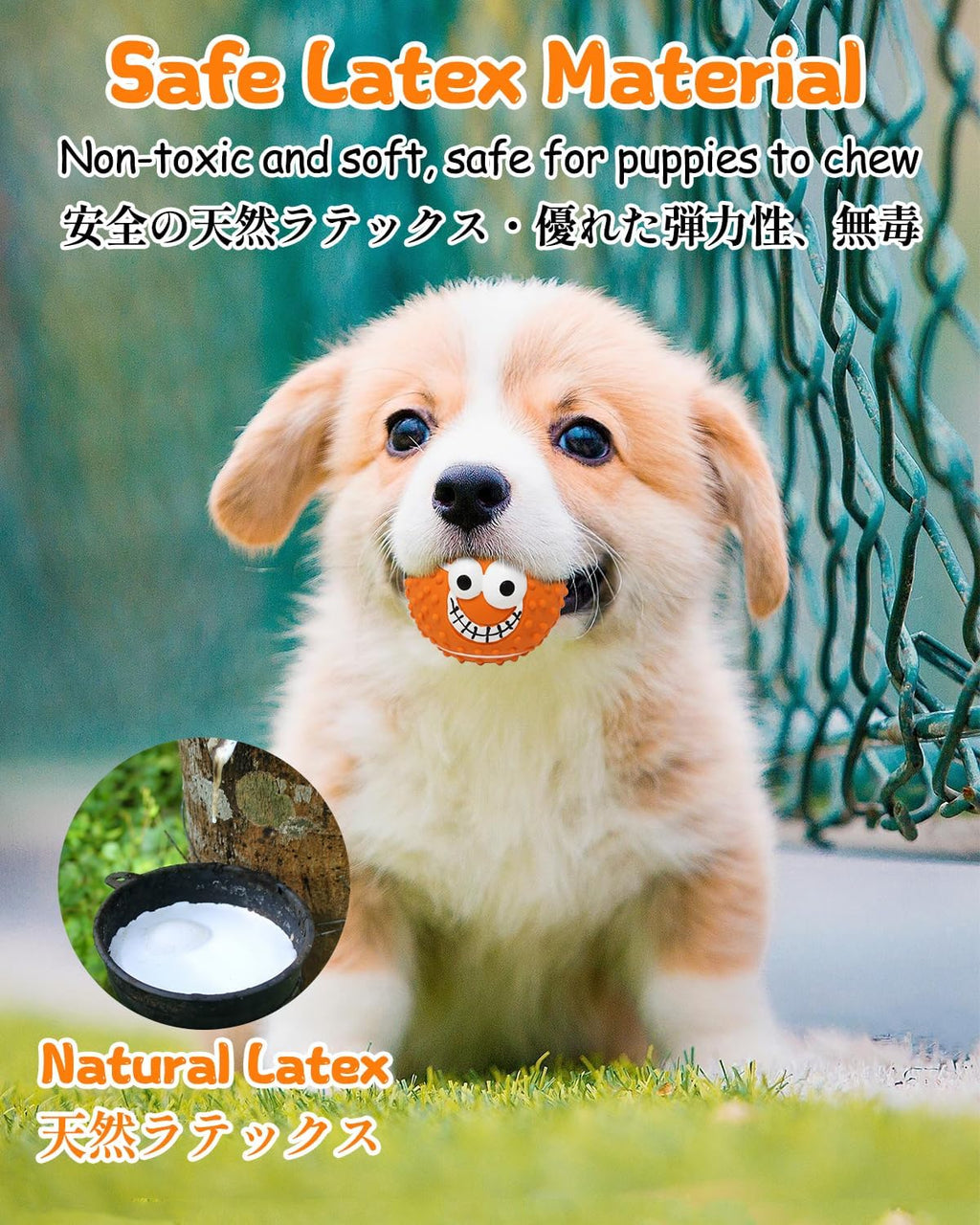 SCHITEC Squeaky Dog Balls, [4 Pack] Cute Interactive Latex Rubber Toys with Squeaker, 2.2'' Soft Bouncy Fetch Ball for Puppy Small Breed Dogs
