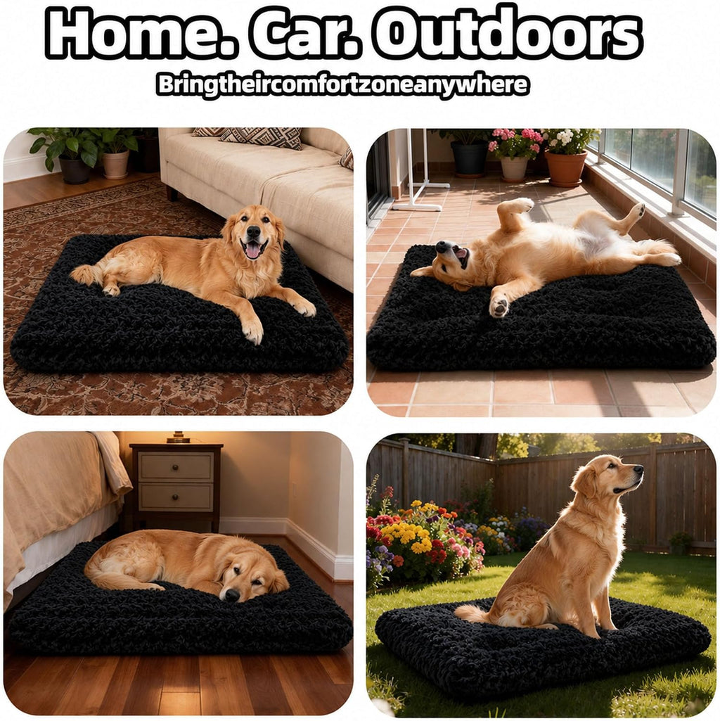 Dog Bed Large Size, Plush Washable Pet Bed Mat, Dog Crate Bed 35"x23"