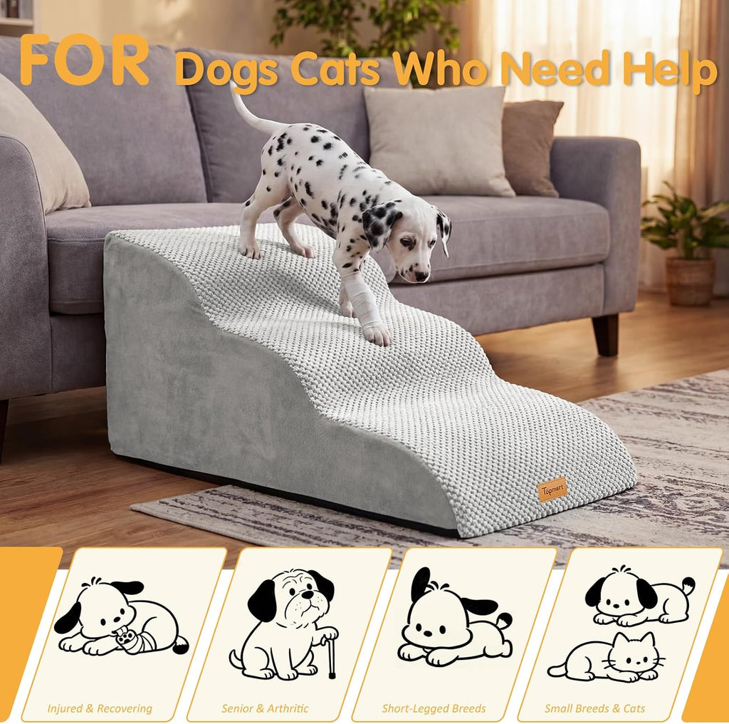 Topmart High Density Extended Foam Dog Ramp&Steps 3 Tiers,15.7" High