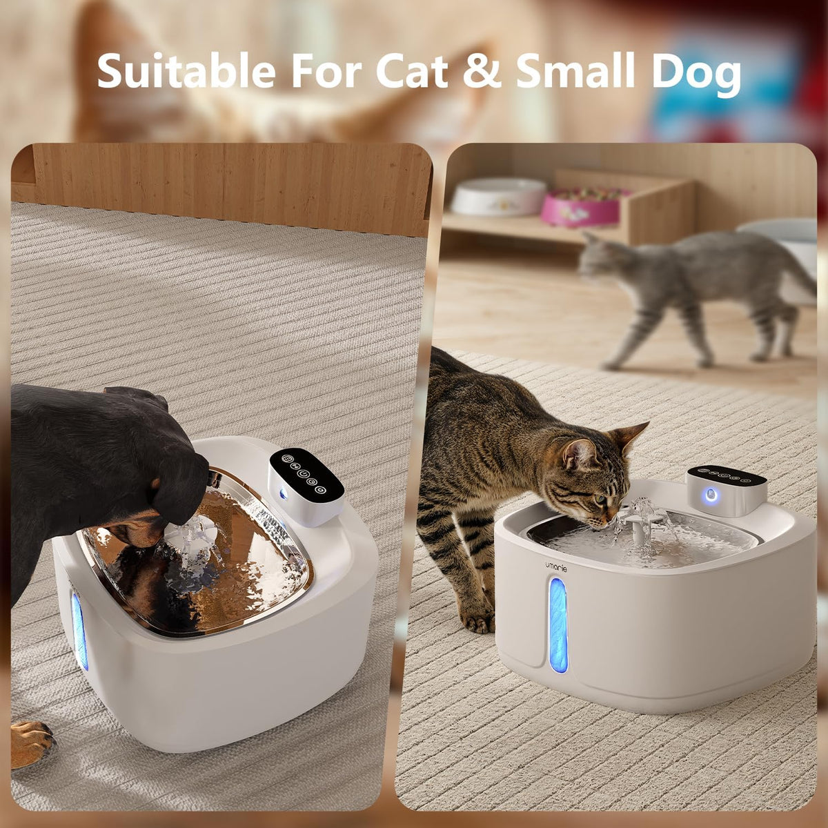 Automatic Cat Water Fountain 7 Filters, Wireless Pet Water Fountain with Stainless Steel Tray & BPA-Free Body, Ultra Quiet Pump, Motion Sensor, Easy to Clean