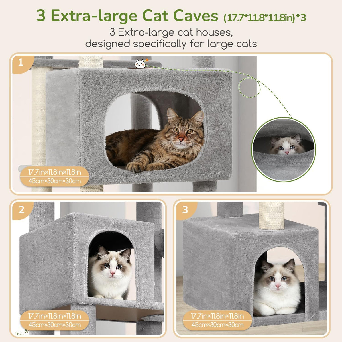 Globlazer Large Cat Tree for Large Adult Cats, Tall Sturdy Cat Tower, S80