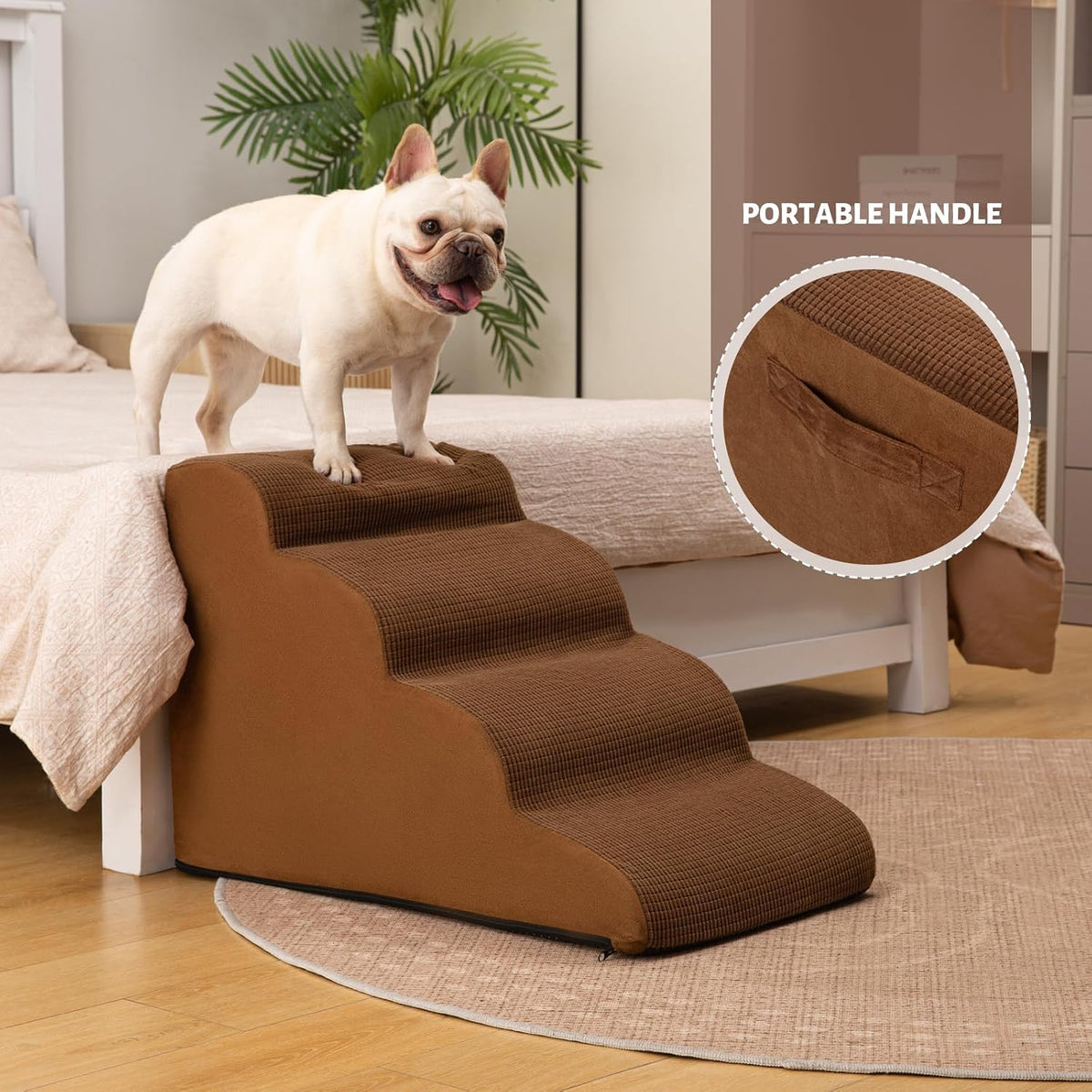 Aodisman Dog Steps for Bed or Couch,4-Step Pet Stairs Ramp for Small Dogs