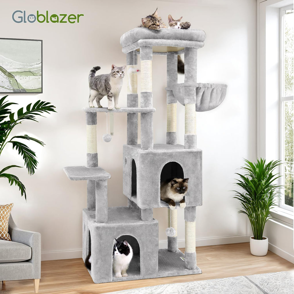 Globlazer Heavy Duty Cat Trees for Big Cats Maine Coon, F61, Cloud Grey