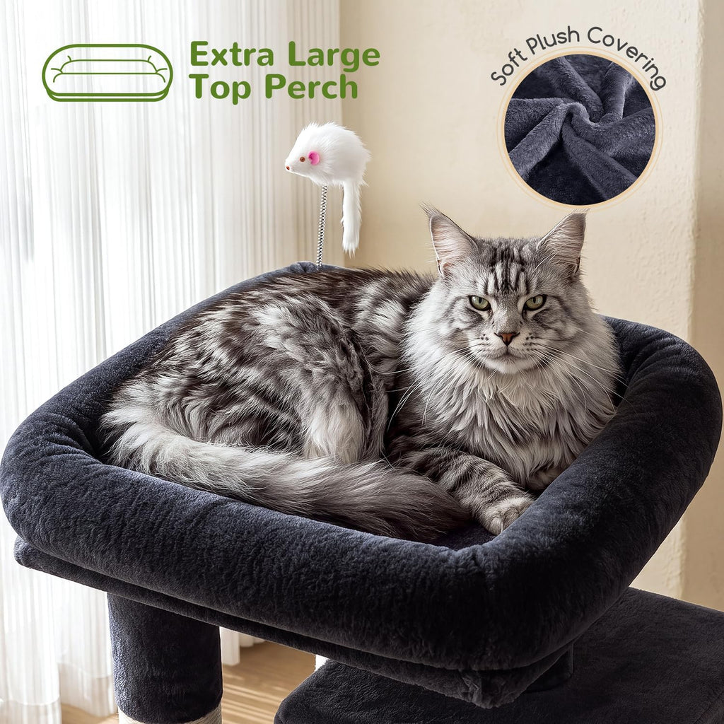 Globlazer Cat Tree Tower for Indoor Cats Large Adult, FC50, Dark Grey