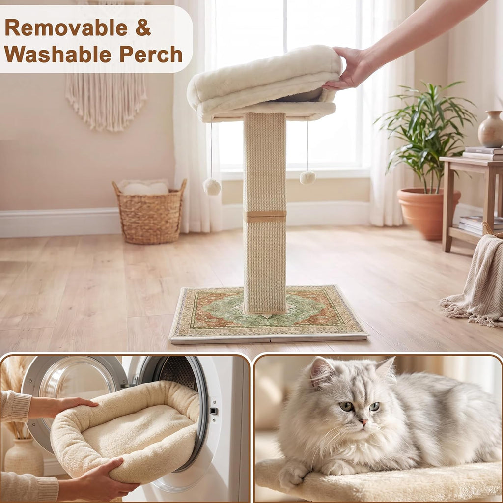 Cat Scratching Post with Bed for Indoor Adult Cats, Cat Perch,Green