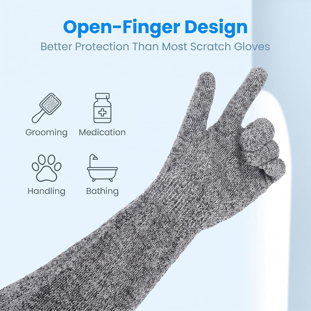 Cat Grooming Gloves Bite Proof Extra-Long Animal Handling Gloves