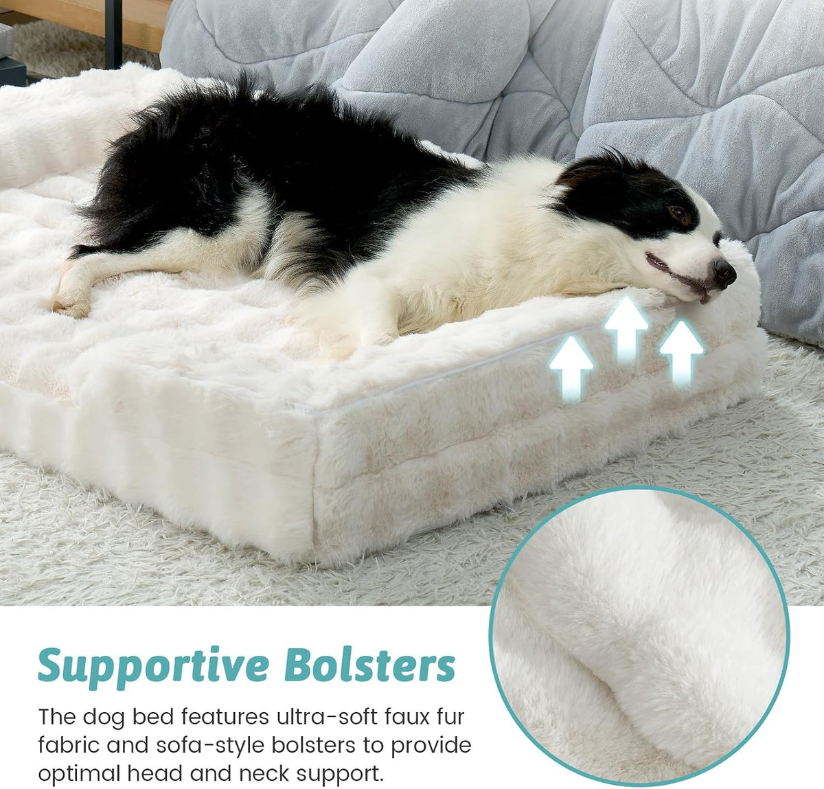 COZY KISS Warm Orthopedic Extra Large Dog Bed, XL 44x32 inch, Beige