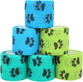 Self Adhesive Bandage Wrap Animal Cohesive Bandage Self Adherent Wrap First Aid Tape for Dogs Cats Horses Birds & Wrist Healing Ankle Sprain (2 Inch Green Set 6 Rolls)