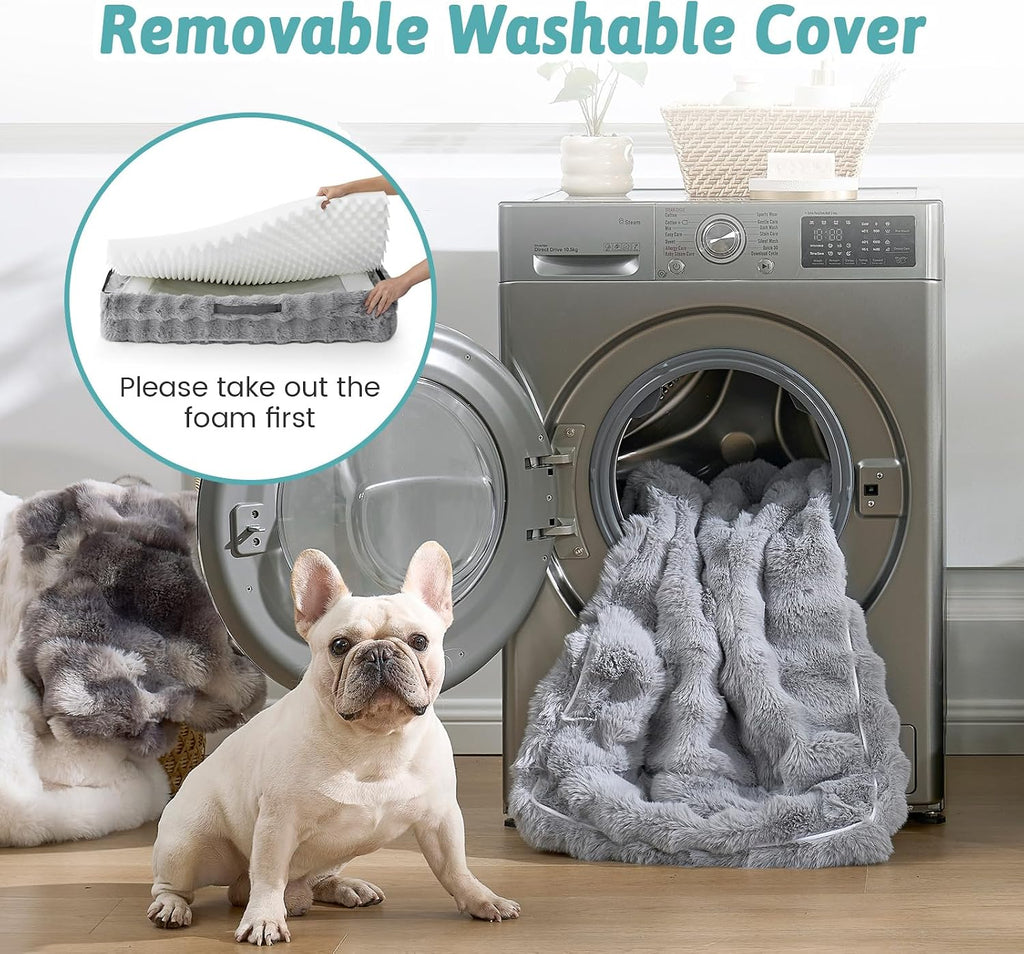 COZY KISS Warm Orthopedic Dog Bed for Large Dogs, 36x27 Inch, Grey