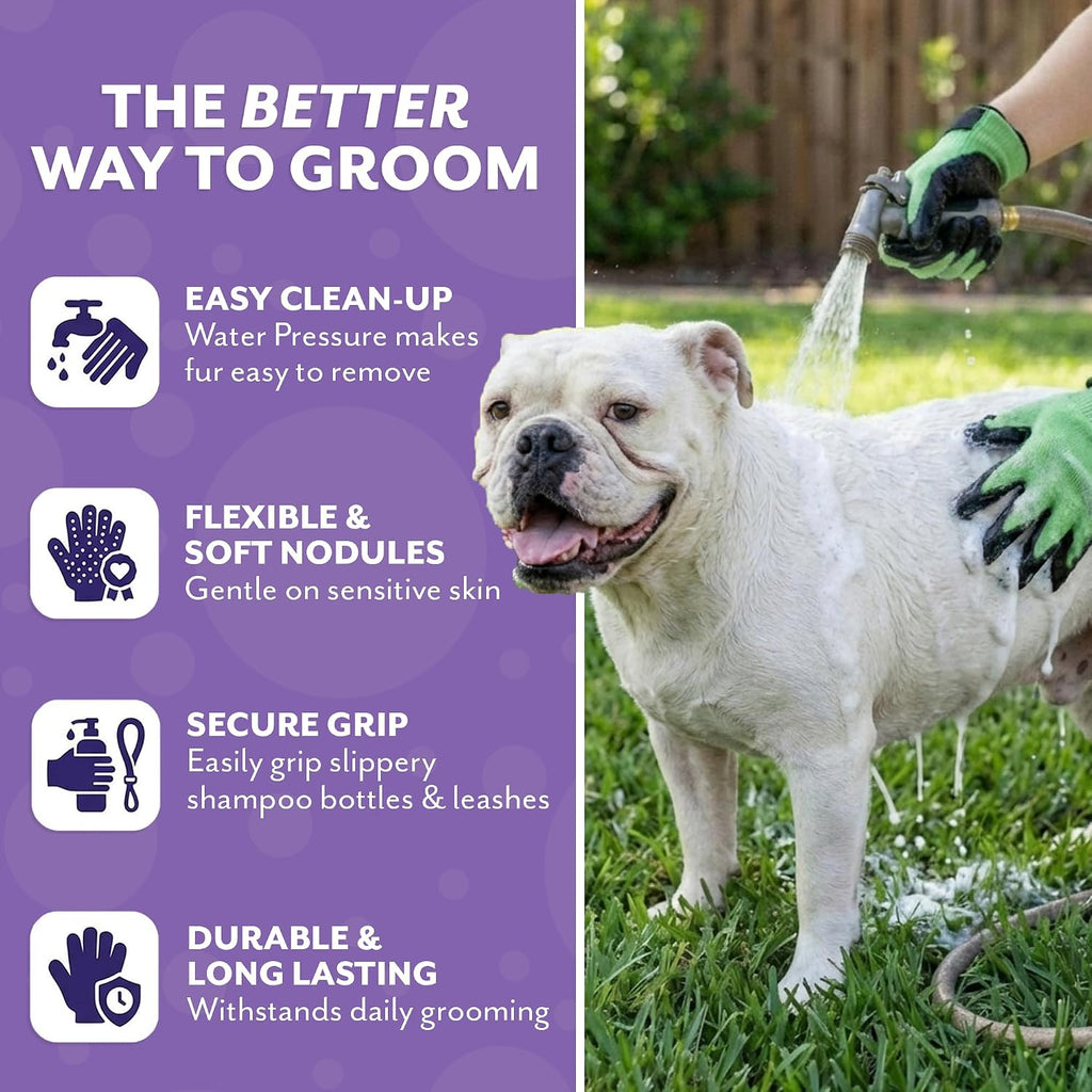Pet Grooming Gloves - Patented #1 Ranked, Award Winning Shedding, Bathing, & Hair Remover Gloves - Gentle Brush for Cats, Dogs, and Horses (Grey, Small) 