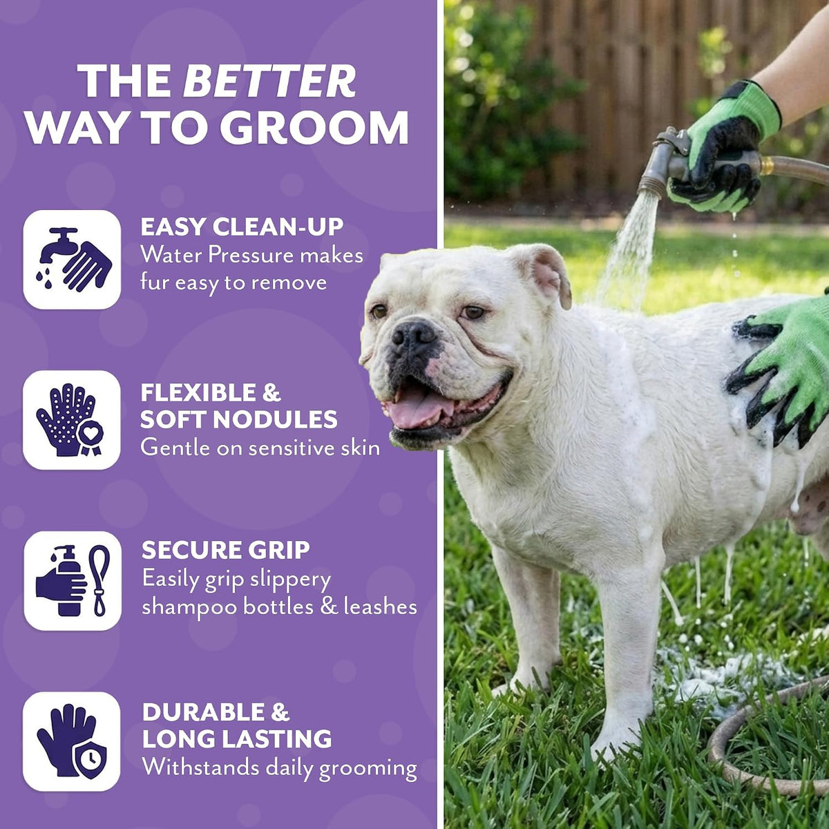 Pet Grooming Gloves - Patented #1 Ranked, Award Winning Shedding, Bathing, & Hair Remover Gloves - Gentle Brush for Cats, Dogs, and Horses (Grey, Small) 