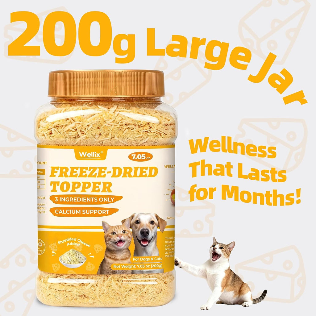 Wellix Freeze Dried Cheese Dog & Cat Food Toppers, 7.05oz