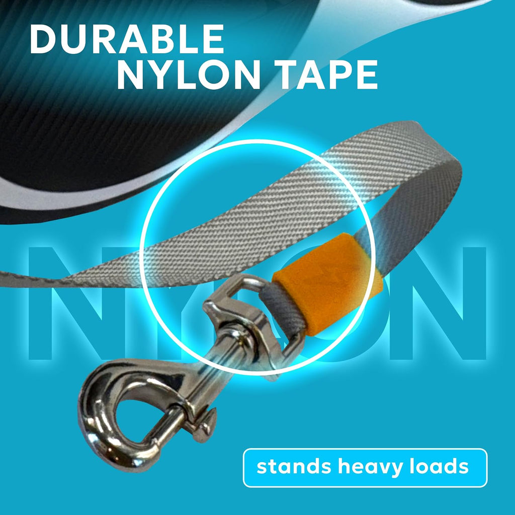 Retractable Dog Leash for Pets Up to 66 lbs, 16' Heavy Duty Reflective Nylon Tape, Tangle Free, Anti-Slip Handle with One Button Control