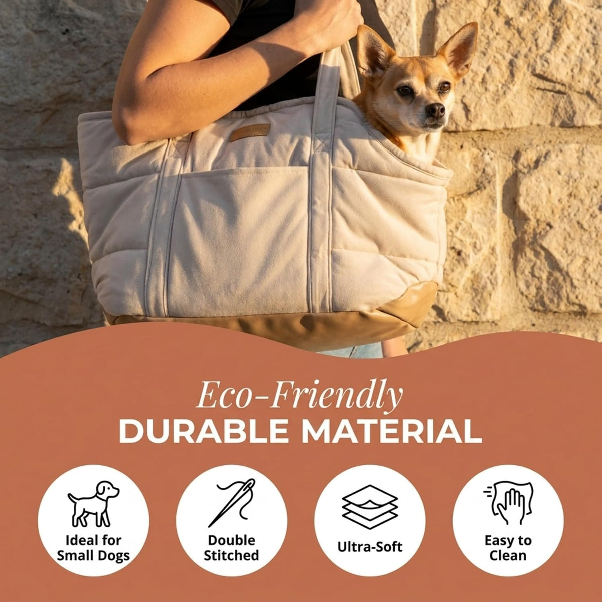 Plush Dog Purse Carrier for Small Dogs, Soft Tote, White