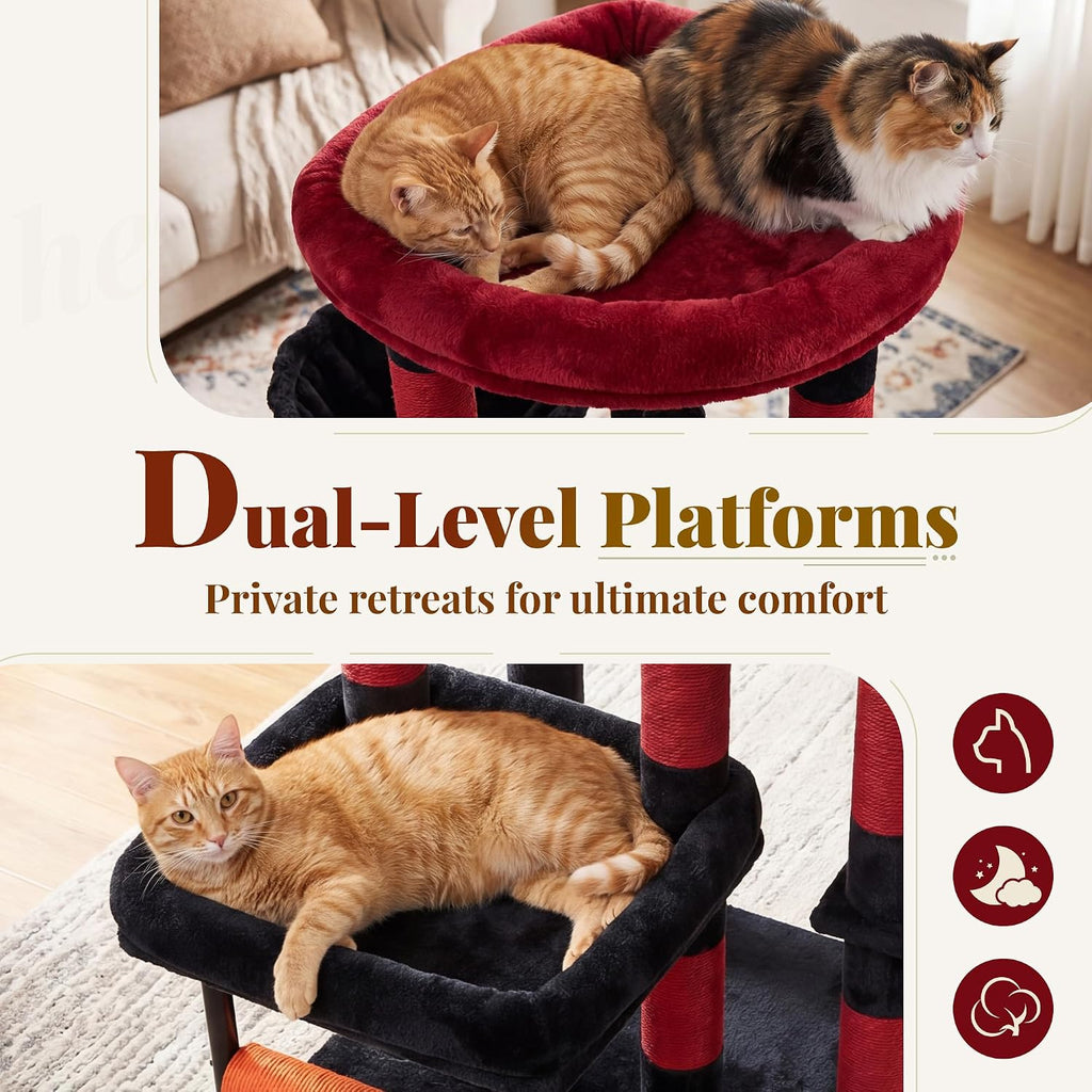 Hey-brother Cat Tree Tower with Stable L-Shaped Widen Base, Condo, MPJ086BR