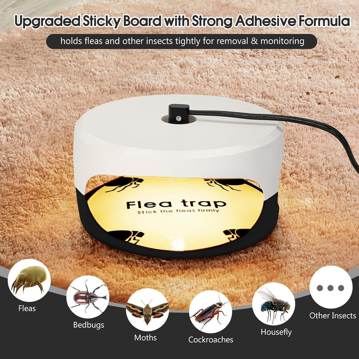 Flea Trap for Inside Your Home, 2Pack Pet Safe Indoor Flea Treatment Light