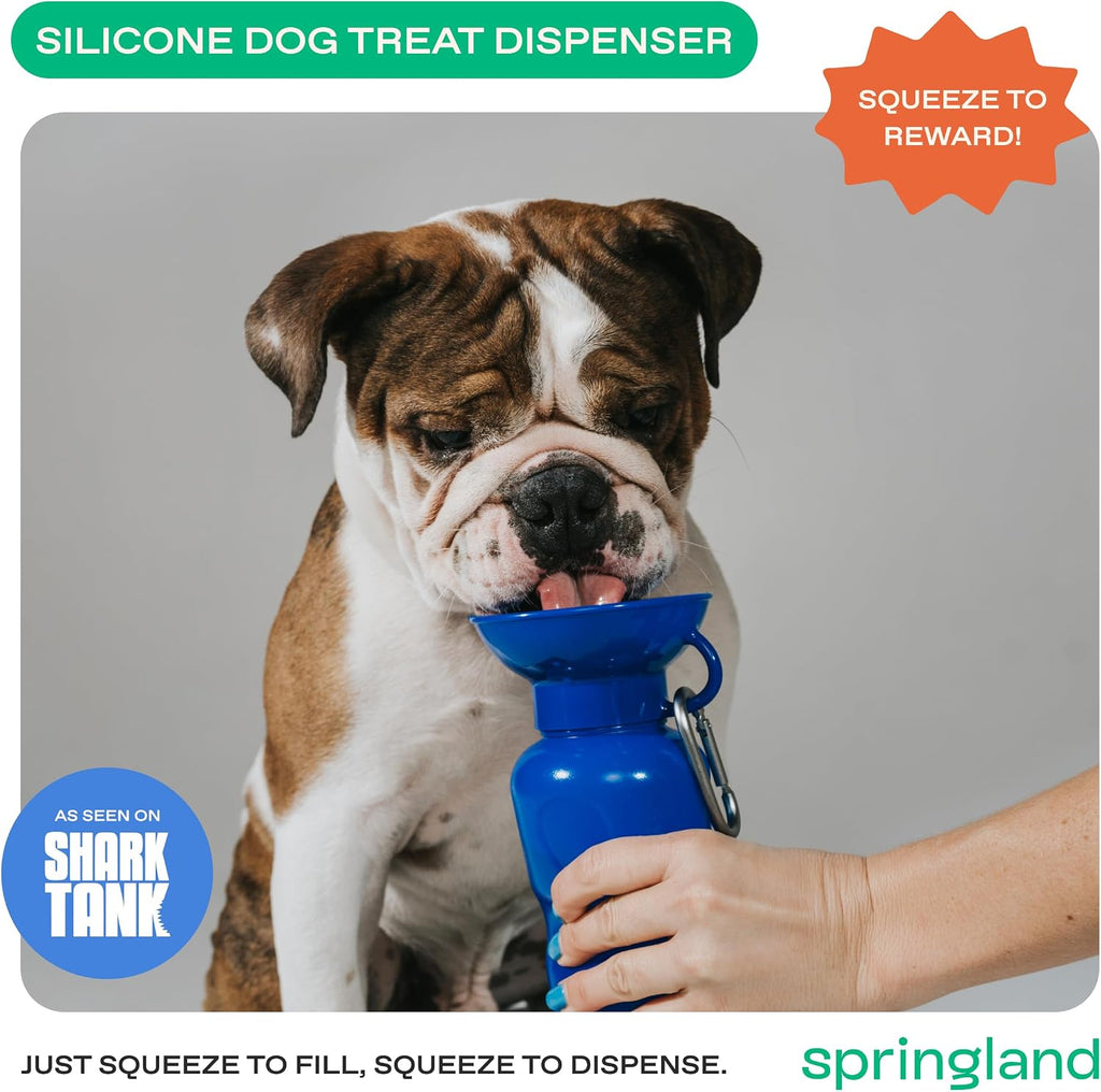 Springland 22oz Classic Portable Dog Water Bottle with Built-in Bowl,Indigo | Leak-proof, BPA-free, one-hand squeeze, for travel & hiking, fits car cup holders, great dog gift, as seen on Shark Tank 