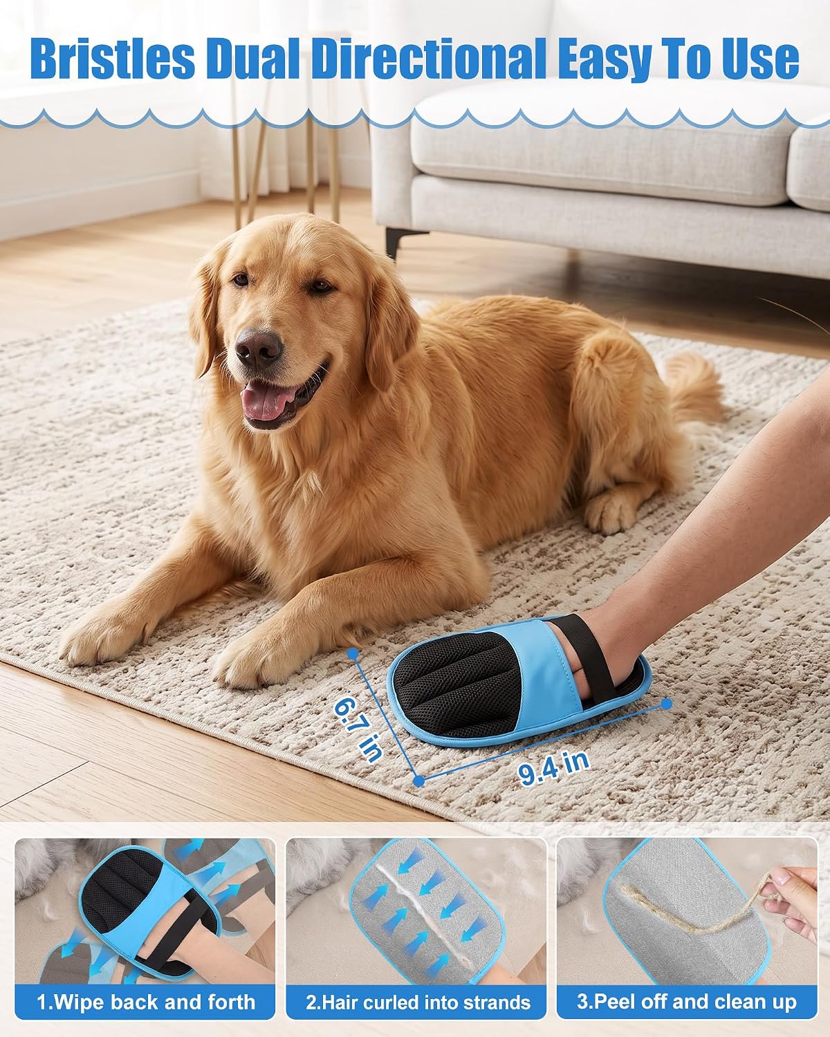 2 Pack Pet Hair Removal Glove for Dogs & Cats, Reusable