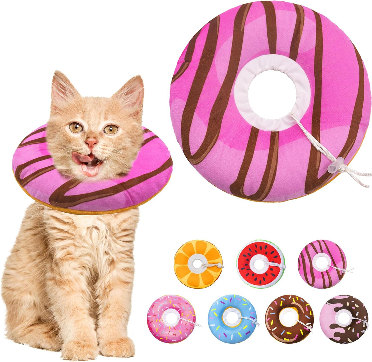 Seyezo Cat Cone Collar Soft, Adjustable Cat Recovery Cone, Pink, Small