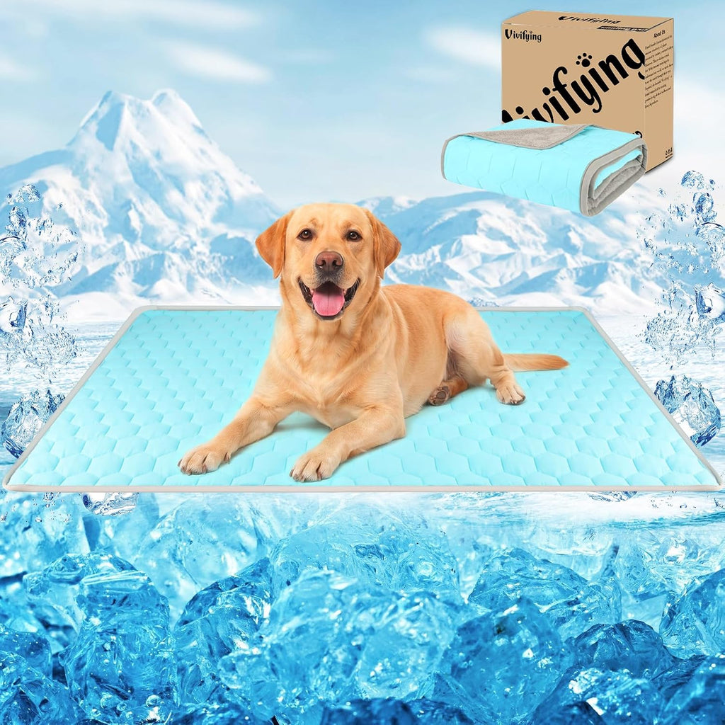 Vivifying Reversible Cooling Mat for Dogs, 40 x 30 in Ice Silk & Velvet