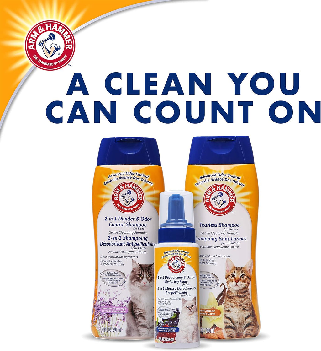 Arm & Hammer 2-in-1 Deodorizing Cat Shampoo, Lavender, 20 Fl Oz, 2-Pack