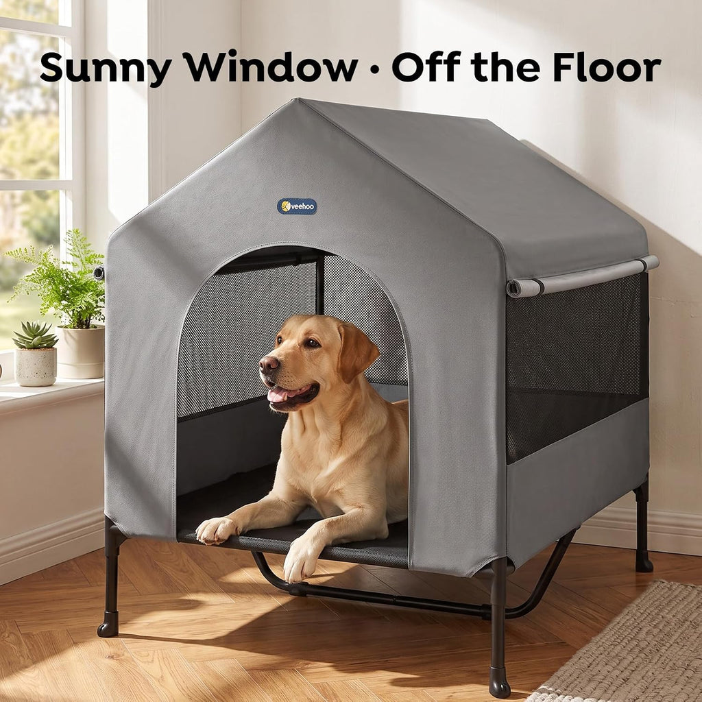 Veehoo 47" Dog House, 2-in-1 X-Large Dog House Outdoor Indoor Weatherproof