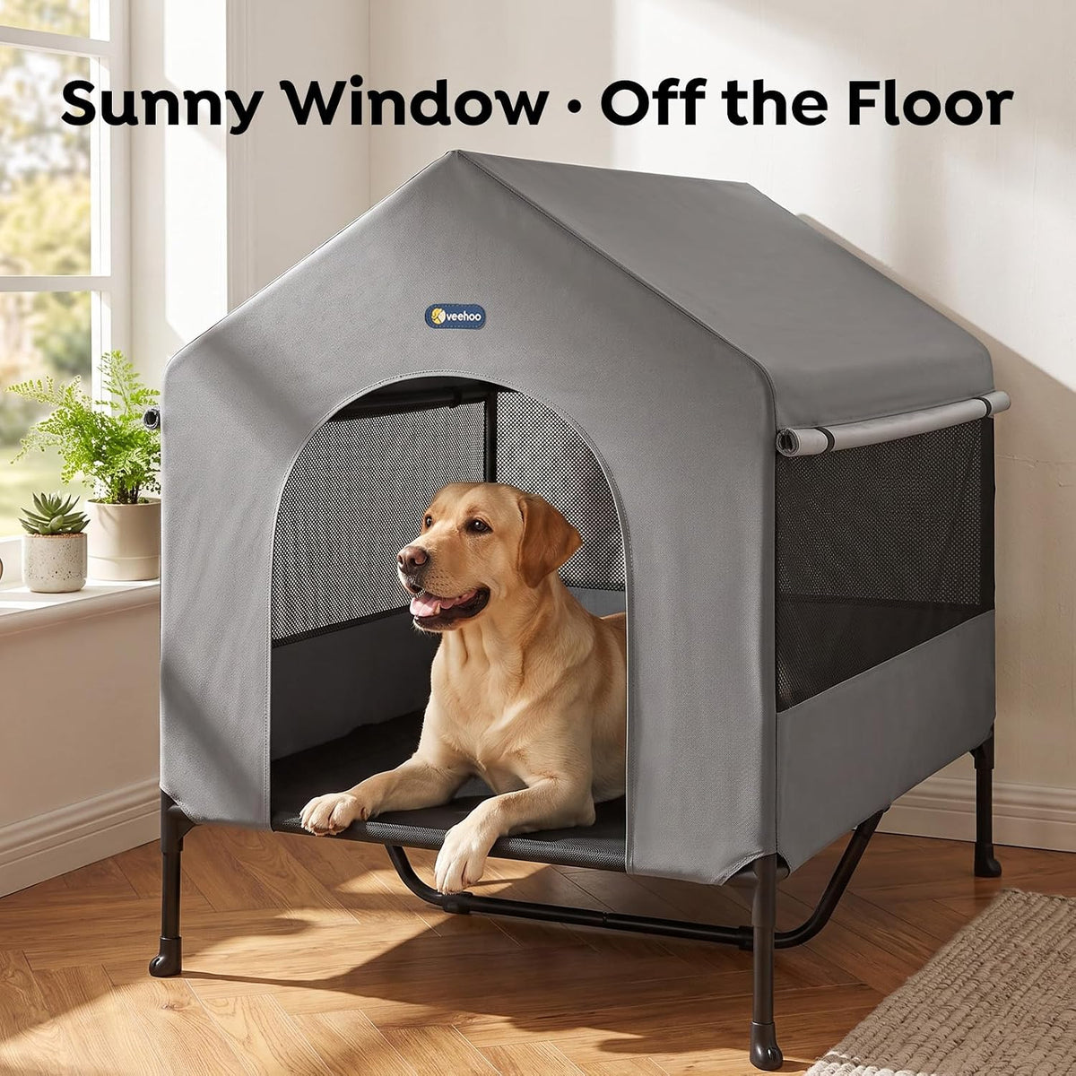 Veehoo 47" Dog House, 2-in-1 X-Large Dog House Outdoor Indoor Weatherproof
