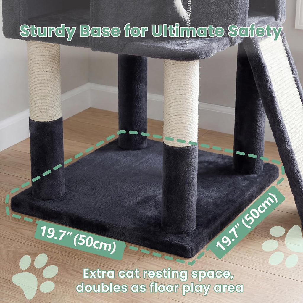 Cat Tree, 61 Inch Tall Cat Tower, Diamond-Shaped Cat Cave VCT001G