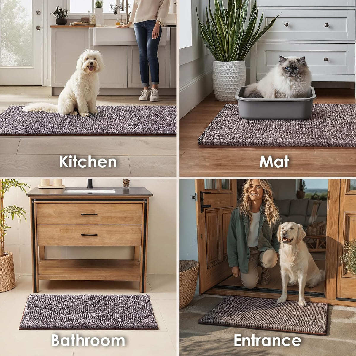 EHEYCIGA 60x24in.Super Absorbent Dog Door Mat for Muddy Paws Entryway Rug
