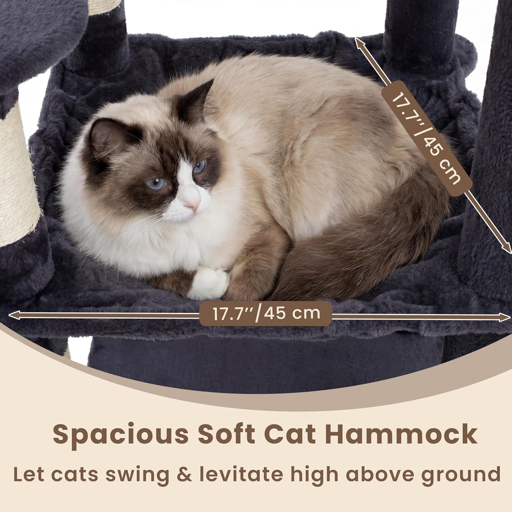 Heybly Cat Tree, 56" Multi-Level Easy Climb Tower for Large Cats HCT028G