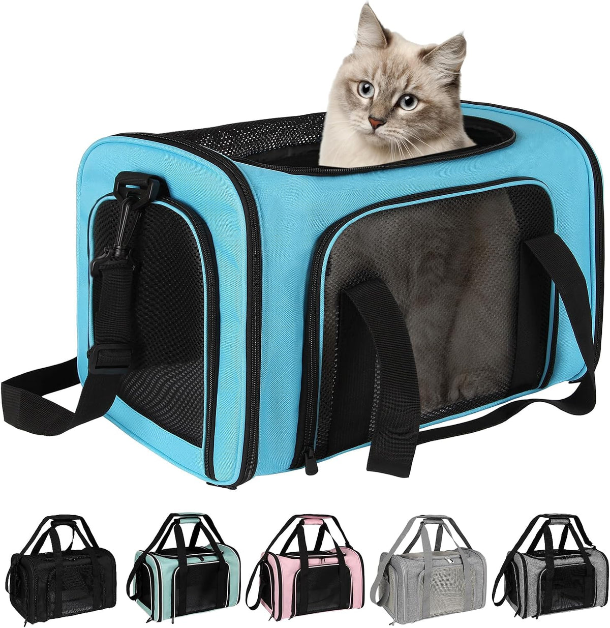 Top tasta Dog Cat Carrier Pet Carriers for Small Medium Large Cats Dogs Carrier Soft Sided Small Puppy Dog Carrier Portable Foldable Airline Approved Dog Cat Travel Carrier Blue Medium