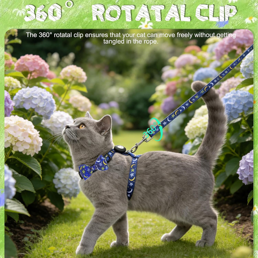 EXPAWLORER Cat Harness and Leash Set Escape Proof Vest with AirTag Holder