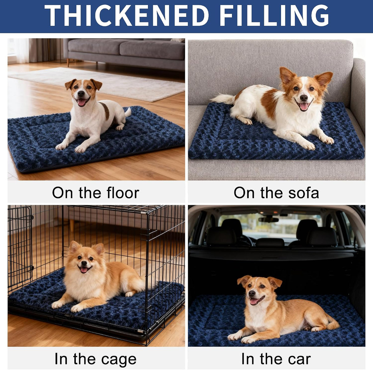 Dog Bed Mat - Comfortable Kennel Pad, Multi-Purpose Crate Bed for Dogs & Cats, Soft Support
