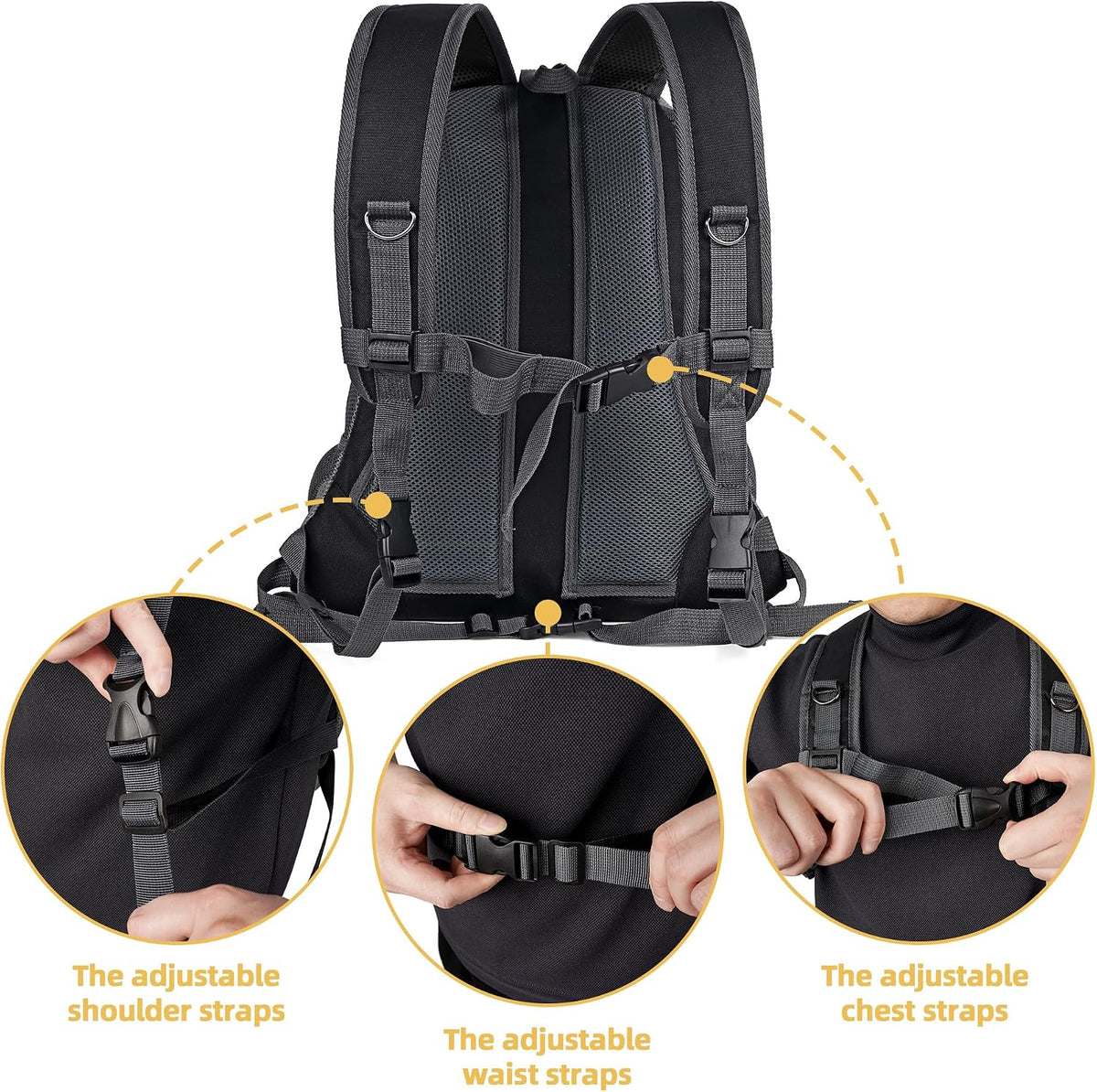 WOYYHO Pet Dog Carrier Backpack Small Dog Front Backpack Ventilated Dog Carrier Back Pack with Storage Pockets, Adjustable Straps & Safety Belt for Travel Hiking Outdoor (Size S: 2-4.5 lbs, Black)