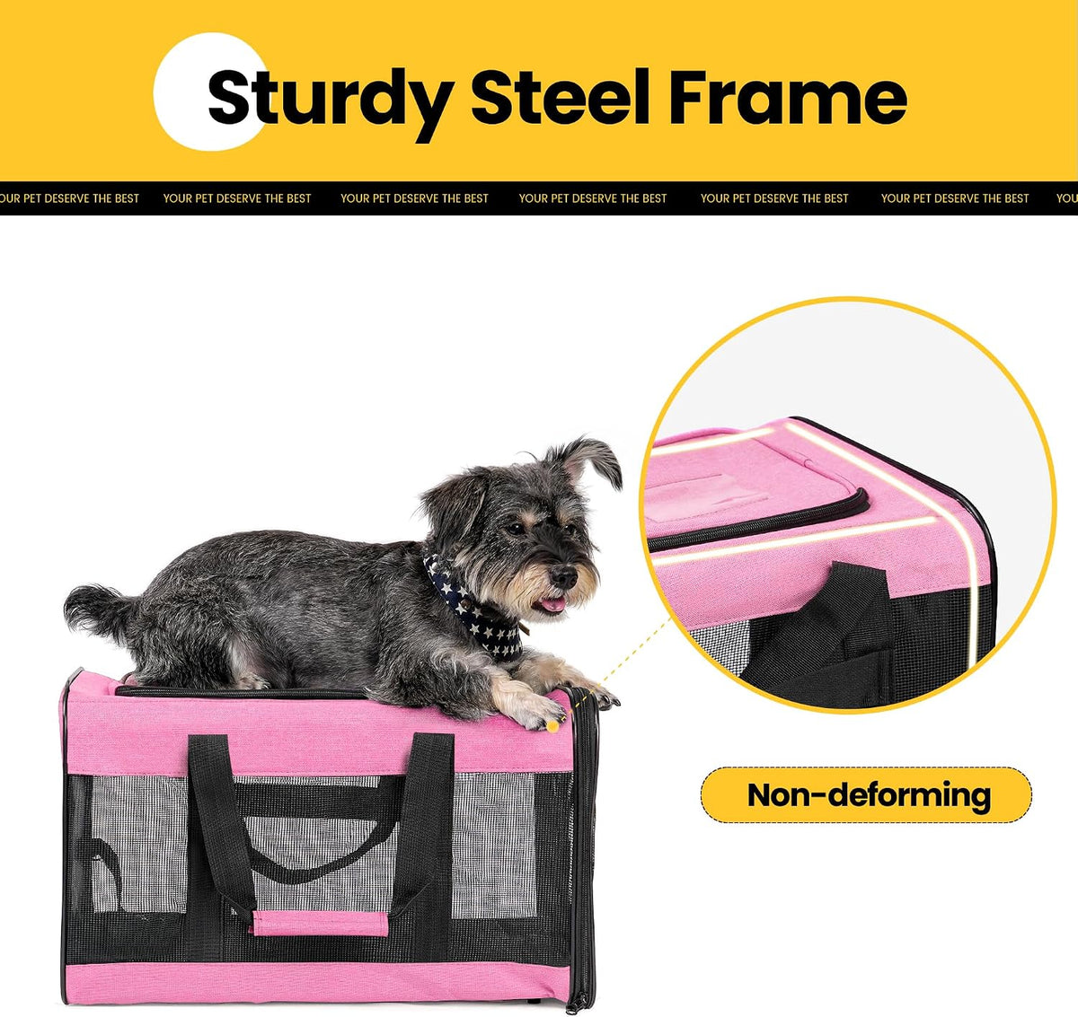 Conlun Cat Carrier Soft-Sided Pets Travel Carriers,Pink M