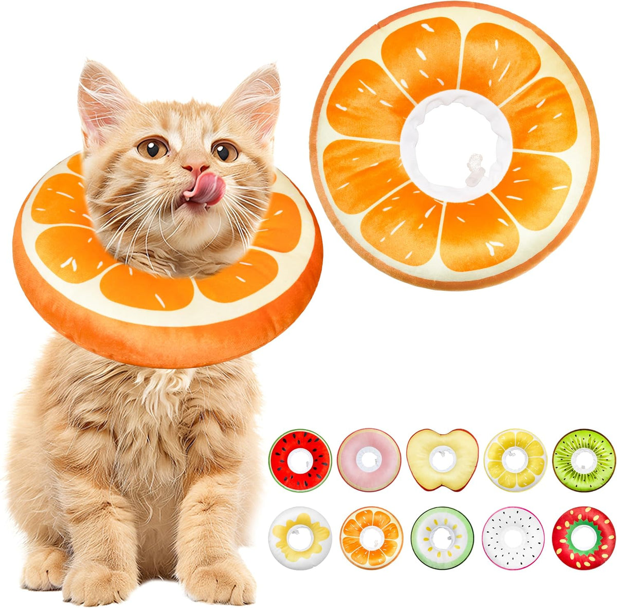 Cat Cone Collar Soft, Adjustable Cat Recovery Cone (Orange, S)