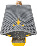 Powools Cat Litter Mat, 23.2 x 14.6 in, Waterproof, Non-Slip, Grey | Litter Trapping Mat, Easy to Clean, Litter Box Mat, Urine-Proof, Cat Toilet Training Systems Accessories, Indoor Cats