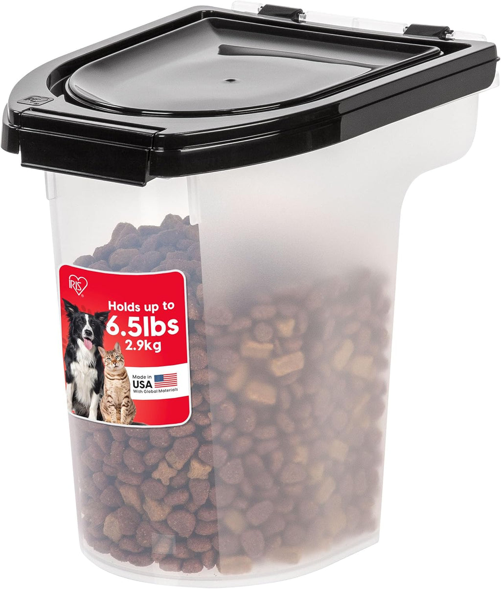 IRIS USA Dog Food Storage Container, Up to 6.5 lbs, Black, Made in USA | Airtight Seal, BPA-Free, Best for Bird Seed, Cat food, Cat Litter, Chicken Feed 