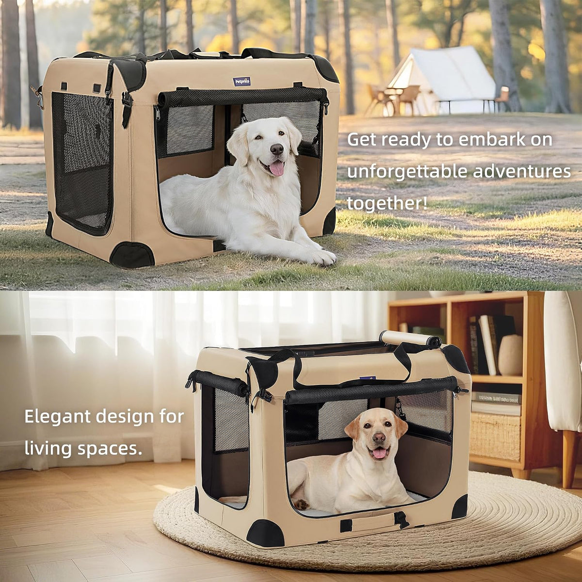Petprsco Collapsible Dog Crate, 40 inch Portable Dog Crates for Large Dogs