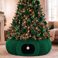 Christmas Tree Cat Tunnel 36 in Donut Bed, Green, Velvet, Fluffy