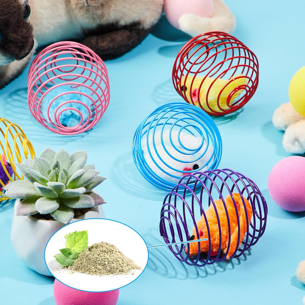 Jecery 5 Pcs Cat Toys Spring,Catnip Rats,Multicolor