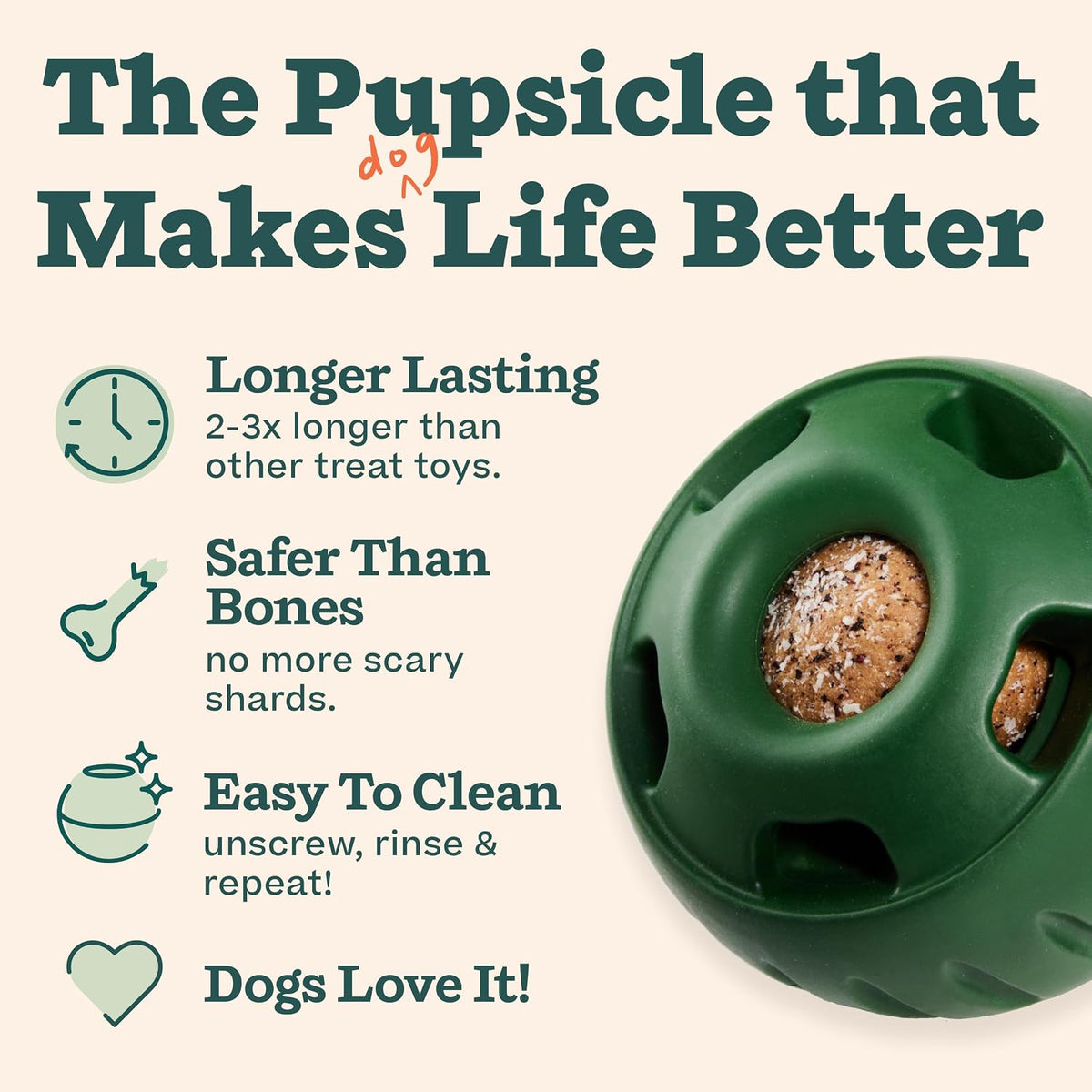 WOOF Pupsicle Dog Treat Toy with Silicone Treat Tray for Dogs 75 lbs & Up | Pupsicle toy for extra-large dogs, silicone treat tray, homemade frozen treats, easy-fill design, low-mess play