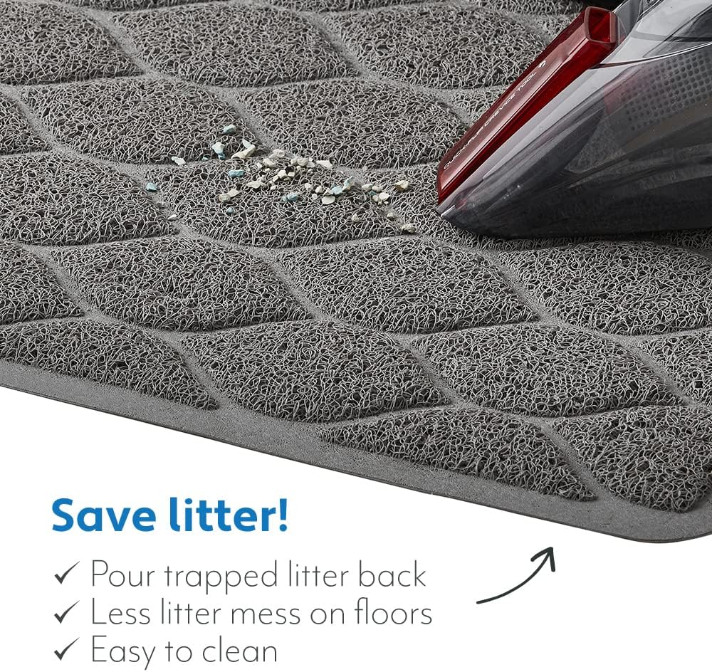 MIGHTY MONKEY Waterproof Cat Litter Box Mat, BPA Free, 35x23 Slate Gray | Easy Clean Floors, Textured Backing, Soft on Sensitive Kitty Paws, Cats Accessories, Less Waste, Stays in Place