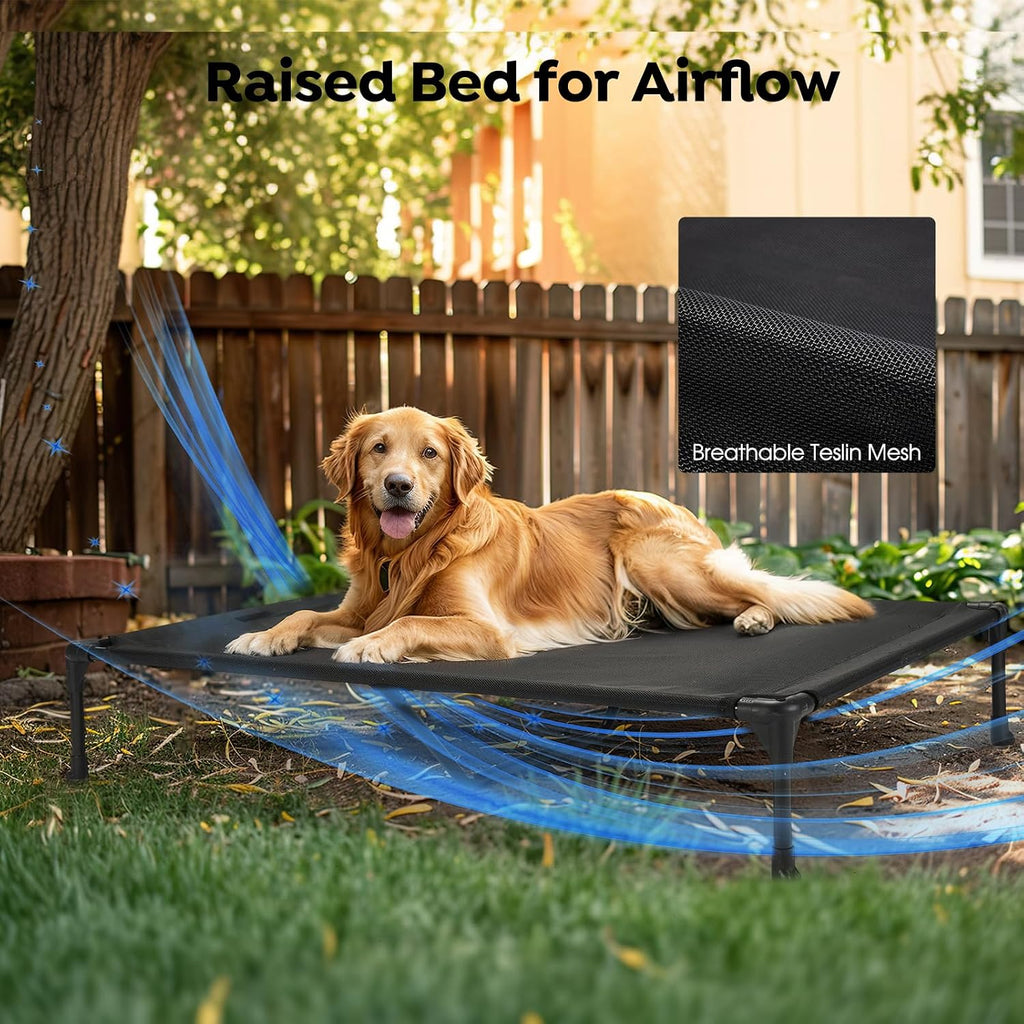 Veehoo Elevated Dog Beds Large Sized Dog with Fluffy Plush Bolster Cushion