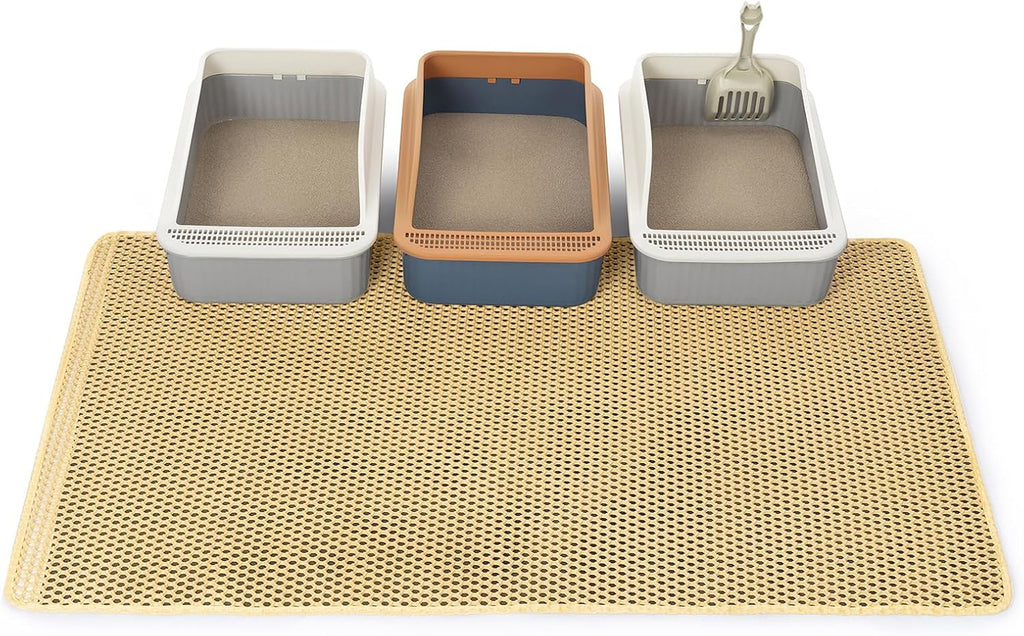 GRELY XXL 47''X 36'' Supper Large Cat Litter Box Mat,2 Layer Litter Mat for Indoor Cats,Rug for Pet Kitty,Litter Trapping Mats,Waterproof Urine Proof,Non-Slip