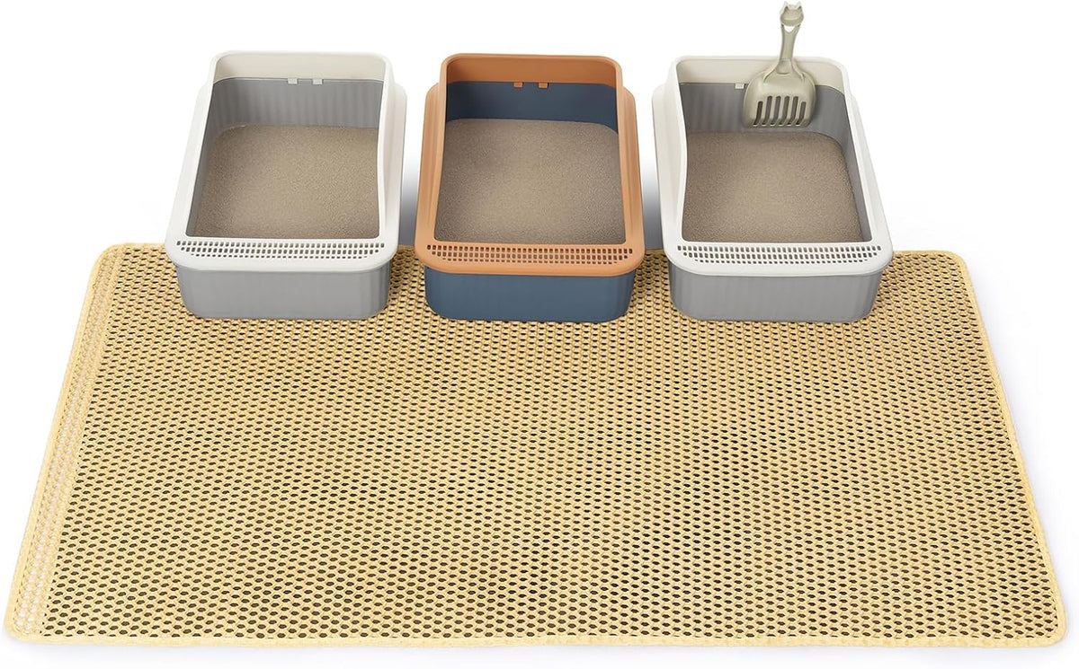 GRELY XXL 47''X 36'' Supper Large Cat Litter Box Mat,2 Layer Litter Mat for Indoor Cats,Rug for Pet Kitty,Litter Trapping Mats,Waterproof Urine Proof,Non-Slip