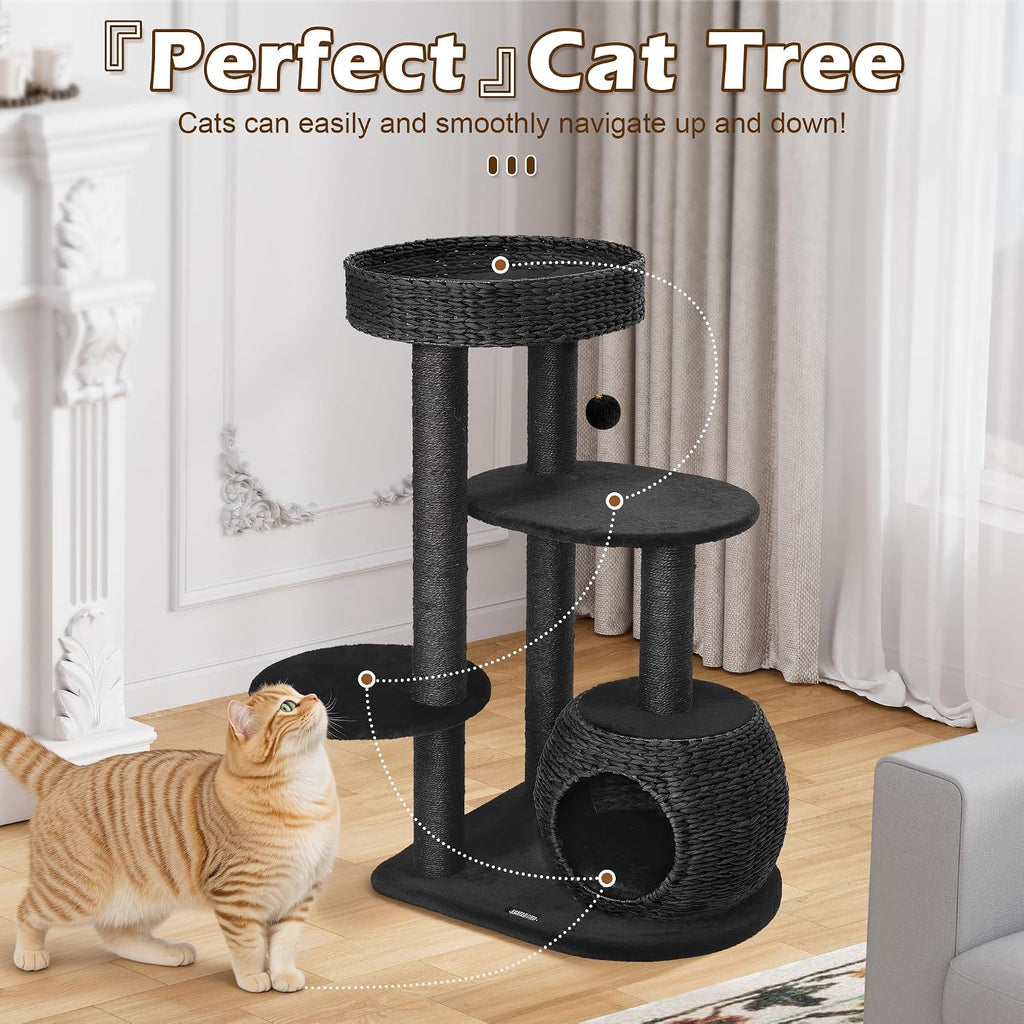 KAMABOKO Modern Gothic Cat Tree, 39" Tall Cat Trees for Indoor Cats Black